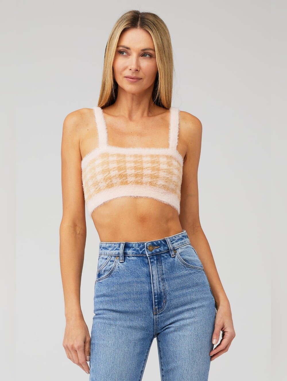 For Love And Lemons Cher Crop Top Pink And Tan Small EUC